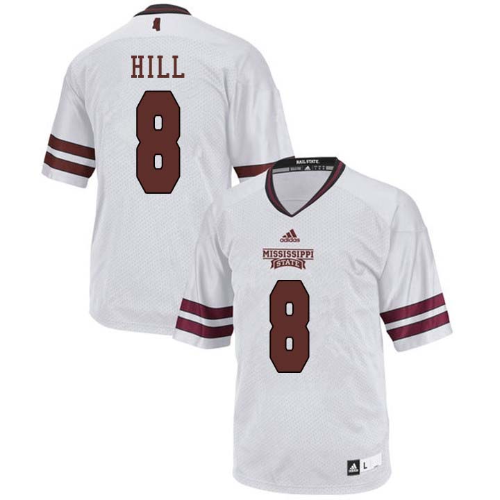 Men #8 Kylin Hill Mississippi State Bulldogs College Football Jerseys Sale-White